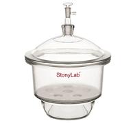 stonylab Desecador de Vacío Vidrio, Desecador de Vacío de Laboratorio con Válvula de Vacío de Vidrio y Placa de Porcelana de ID:240 mm para Investigación de Laboratorio