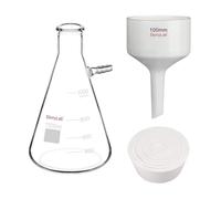 stonylab Embudo Büchner de Porcelana y Juego de Matraz de Filtración, Embudo de 100 mm, Matraz de Vidrio de 1L, Adaptadores para Filtración y Separación en Laboratorio