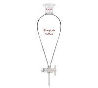 stonylab Embudo Separador de Cónico de Vidrio de Borosilicato con Juntas 24/29 y Tapón PTFE, Separatory Funnel Embudo de Laboratorio - 1000ml