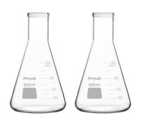 stonylab Erlenmeyer Matraces, Paquete de 2 500 ml Boca Estrecha Muro Pesado Vidrio de Borosilicato Erlenmeyer Matraz Cristalería de Laboratorio