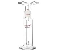 stonylab Frasco Drechsel para Lavado de Gas, Frasco de Vidrio de Borosilicato para Lavado de Gas con Junta Estándar 29/32 y Manguera Dentada de 8 mm, Capacidad de 250 ml