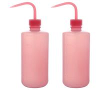 stonylab Frasco Lavador Químico, Paquete 2 Herramienta Riego LDPE Frasco Exprimible de Plástico Seguro para Enjuague con Etiquetas de Escala y Pico Estrecho, para Uso en Laboratorio, Rosa, 500 ml