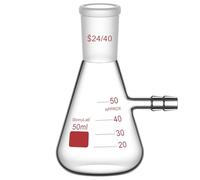 stonylab Frascos de Filtrado con Junta Exterior Cónica Estándar 24/40, Frasco Filtrante de Vidrio Borosilicato de Pared Gruesa, Cuello de Perno con Tubulación, 50 ml