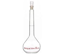 stonylab Frascos Volumétricos de Laboratorio, Matraz Aforado Clase A con Tapón de Vidrio, Matraz Aforado de Pared Pesada de Vidrio de Borosilicato Tolerancia, ±0,15ml, 250ml