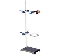 stonylab Juego de Soporte, Soporte de Acero con Varilla, Abrazadera Giratoria de 4 Dedos, Anillo de Retorta y 2 Cabezales para Laboratorio, 1 Set