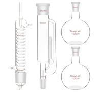 stonylab Kit de Extracción Soxhlet con Extractor Soxhlet de Vidrio de Borosilicato 60/45, Condensador Graham y Dos Matraces de Fondo Plano 29/42 de 1000 ml para Uso en Laboratorio