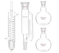 stonylab Kit de Extracción Soxhlet, Extractor Soxhlet de Vidrio de Borosilicato 50/42 con Condensador Graham y Dos Matraces de Fondo Plano 24/40 de 500 ml para Extracción de Laboratorio