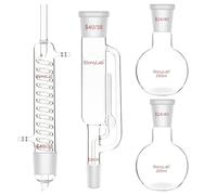 stonylab Kit de Extracción Tipo Soxhlet, Extractor Soxhlet de Vidrio de Borosilicato 40/38 con Condensador Graham y Dos Matraces de Fondo Plano 24/40 de 250 ml para Procesos de Extracción