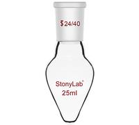 stonylab Matraz de Recuperación, Pared Pesada Matraz de Evaporador Rotativo de Vidrio Borosilicato de Cuello Único con Junta Externa Cónica 24/40 Estándar, Matraz Lab en Forma de Pera, 25 ml