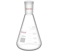 stonylab Matraz Erlenmeyer de Cristal 24/40, Erlenmeyer Flask Frasco de Laboratorio de Pared Gruesa de Vidrio de Borosilicato con Junta Exterior Cónica Estándar 24/40-250ml