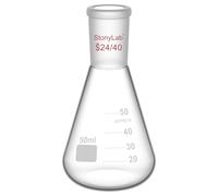 stonylab Matraz Erlenmeyer de Cristal 24/40, Erlenmeyer Flask Frasco de Laboratorio de Pared Gruesa de Vidrio de Borosilicato con Junta Exterior Cónica Estándar 24/40-50ml