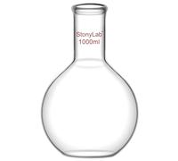 stonylab Matraz Fondo Plano, Matraz de Destilacion de Pared Gruesa de Cristal de Borosilicato RBF con Cuello Largo, Flat Bottom Flask Matraz Laboratorio - 1000ml (1L)