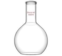stonylab Matraz Fondo Plano, Matraz de Destilacion de Pared Gruesa de Cristal de Borosilicato RBF con Cuello Largo, Flat Bottom Flask Matraz Laboratorio - 500ml