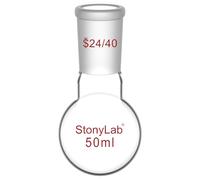stonylab Matraz Fondo Redondo, Cuello Corto Matraz de Fondo Redondo de Pared Gruesa de Cristal de Borosilicato RBF con Junta Exterior Estándar 24/40, Round Bottom Flask Frascos de Laboratorio - 50ml
