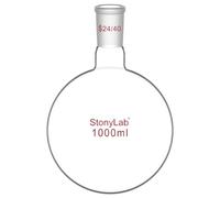 stonylab Matraz Fondo Redondo, Cuello Corto Matraz de Fondo Redondo de Pared Gruesa de Cristal de Borosilicato RBF con Junta Exterior Estándar 24/40, Round Bottom Flask Frascos de Laboratorio - 1000ml