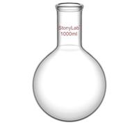 stonylab Matraz Fondo Redondo, Cuello Largo Matraz de Fondo Redondo de Pared Gruesa de Cristal de Borosilicato RBF con Cuello Largo, Round Bottom Flask Frascos de Laboratorio - 1000ml (1L)