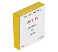 stonylab Papel de Filtro Cualitativo, Círculos de Papel de Filtro de Celulosa de Velocidad Rápida de 125 mm de Diámetro, Retención de Partículas de 25 Micrones, Paquete de 100