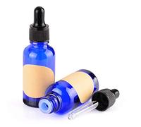 stonylab Paquete de 2 Frascos Cuentagotas de Vidrio de 30 ml, Frasco Vacío Azul con Gotero de Vidrio, Tapón Interior y Etiqueta para Soluciones de Laboratorio