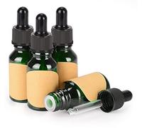 stonylab Paquete de 4 Frascos Cuentagotas de Vidrio, Frasco Vacío con Gotero de Vidrio, Tapón Interior y Etiqueta para Soluciones de Laboratorio (15 ml, Verde)