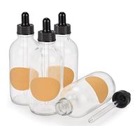 stonylab Paquete de 4 Frascos Cuentagotas de Vidrio, Frasco Vacío con Gotero de Vidrio, Tapón Interior y Etiqueta para Soluciones de Laboratorio (120 ml, Transparente)