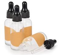 stonylab Paquete de 4 Frascos Cuentagotas de Vidrio, Frasco Vacío con Gotero de Vidrio, Tapón Interior y Etiqueta para Soluciones de Laboratorio (30 ml, Transparente)