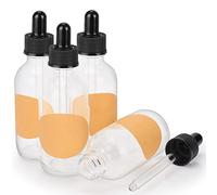 stonylab Paquete de 4 Frascos Cuentagotas de Vidrio, Frasco Vacío con Gotero de Vidrio, Tapón Interior y Etiqueta para Soluciones de Laboratorio (60 ml, Transparente)