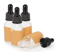 stonylab Paquete de 4 Frascos Cuentagotas de Vidrio, Frasco Vacío con Gotero de Vidrio, Tapón Interior y Etiqueta para Soluciones de Laboratorio (15 ml, Transparente)