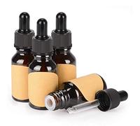 stonylab Paquete de 4 Frascos Cuentagotas de Vidrio, Frasco Vacío con Gotero de Vidrio, Tapón Interior y Etiqueta para Soluciones de Laboratorio (15 ml, Marrón)