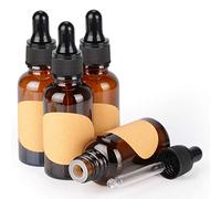 stonylab Paquete de 4 Frascos Cuentagotas de Vidrio, Frasco Vacío con Gotero de Vidrio, Tapón Interior y Etiqueta para Soluciones de Laboratorio (30 ml, Marrón)