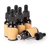 stonylab Paquete de 6 Frascos Cuentagotas de Vidrio de 15 ml, Frasco Vacío Marrón con Gotero de Vidrio, Tapón Interior y Etiqueta para Soluciones de Laboratorio