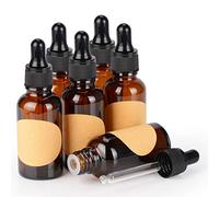 stonylab Paquete de 6 Frascos Cuentagotas de Vidrio de 30 ml, Frasco Vacío Marrón con Gotero de Vidrio, Tapón Interior y Etiqueta para Soluciones de Laboratorio