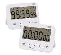 stonylab Reloj Temporizador Digital, 2-Pack Reloj Digital Prima Multifunción Temporizador de Cuenta Regresiva con Alarma, Respaldo Magnético Pantalla de Dígito Grande Vibración/Linterna/Alarma Sonora