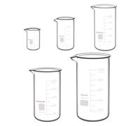 stonylab Set de Vasos de Alta Forma, 5 Piezas de Vidrio con Graduaciones, Vidrio de Borosilicato Duradero, Ideales para Laboratorio, Uso Químico y Educativo en Clases de Ciencias