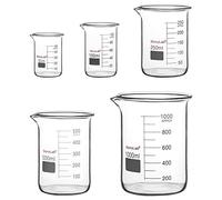 stonylab Set de Vasos de Precipitados de Cristal, Vidrio de Borosilicato Vaso Graduado de Forma Baja Grifo en 5 Tamaños, 50ml/100ml/250ml/500ml/1000ml (1L), Paquete Combinado