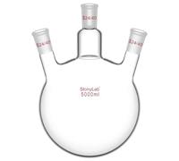 stonylab Tres-Cuello Balones de Destilación Redondo Frasco de Fondo de Borosilicato Vidrio RBF, con 24/40 Centro y Lado Cónicos Estándar Externo Joint, Frasco de Laboratorio Boiling Flask - 5000ml