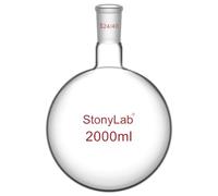 stonylab Único-Cuello Balones de Destilación Redondo Frasco de Fondo de Vidrio RBF, con Junta Exterior Estándar 24/40, Frasco de Laboratorio Boiling Flask Lab Flask - 2000ml