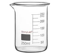stonylab Vaso de Precipitados de Vidrio, 1 Paquete, Borosilicato Graduado, Forma Baja Griffin con Pico de Vertido, 250 ml