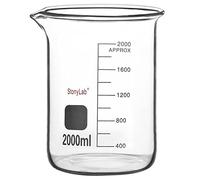 stonylab Vaso de Precipitados de Vidrio, 1 Paquete, Borosilicato Graduado, Forma Baja Griffin con Pico de Vertido, 2000 ml