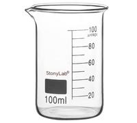 stonylab Vaso de Precipitados de Vidrio, 1 Paquete, Borosilicato Graduado, Forma Baja Griffin con Pico de Vertido, 100 ml