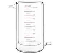 stonylab Vidrio con Fundas Vaso de Precipitados, 1 Paquete Borosilicato Vidrio Graduación Vaso de Precipitados Fondo Plano Doble Capa Laboratorio Reacción un Vaso de Precipitados, 1000 ml