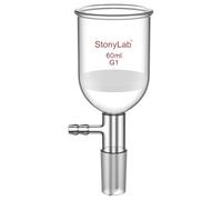 StonyLab Vidrio de Borosilicato Embudo de Filtración Buchner con Frita Gruesa, Diámetro de Disco de 46mm, Profundidad de 60 mm, con Junta Interna Cónica Estándar 24/40 y Tubo de Vacío Serrado - 60ml