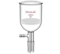 StonyLab Vidrio de Borosilicato Embudo de Filtración Buchner con Frita Gruesa, Diámetro de Disco de 56mm, Profundidad de 60 mm, con Junta Interna Cónica Estándar 24/40 y Tubo de Vacío Serrado - 100ml