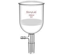StonyLab Vidrio de Borosilicato Embudo de Filtración Buchner con Frita Gruesa, Diámetro de Disco de 76mm, Profundidad de 80 mm, con Junta Interna Cónica Estándar 24/40 y Tubo de Vacío Serrado - 250ml