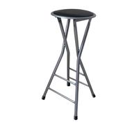 Stool plegable portátil sin parte trasera, asiento redondo para cocina, sala de estar, oficina, 60 cm de alto posición (color: negro)