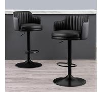Stools Set of 2 Adjustable 360° Swivel Counter Height Tools, Faux Leather Island Chairs with Back, High Stools for Kitchen Island Counter Home