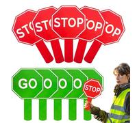 Stop and Go, Safety Control Sign, 9.84x5.91in Double Sided Paddle Board, Authentic Waterproof, Easy Grip Handle for Traffic Guidance, Parking Patrol, School Crossing, Kids Safety, Events