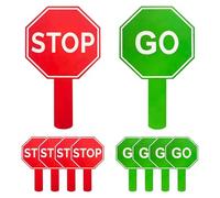 Stop and Go Sign, 10 Pieces Guard Stop Signs, Waterproof Double Sided Warning Paddle with Handle, ideal for Parking Traffic Control, Kids Safety Awareness, School Crossing Activity