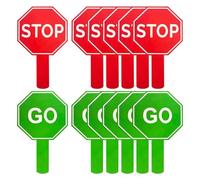 Stop and Go Sign, Set of 10 Guard Stop Signs, 9,84 x 5,91 x 0,39 pulgadas, Double side Warning Paddle, Kids Safety Awareness Activities, Handle Included, Ideal para estacionamiento, control de tráfico