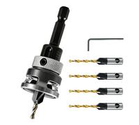 Stop Collar 4-Flute Alloy Tools Counter Sink Drill Bits Sets with Depth | 4-Piece Wood Screw Hole Drill Bit for Wood Table Chair Home Aaprtment Plywood MDF Furniture Cabinet