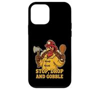 Stop Drop and Gobble Divertido Bombero Humor de Acción de Gracias Carcasa para iPhone 12 Mini
